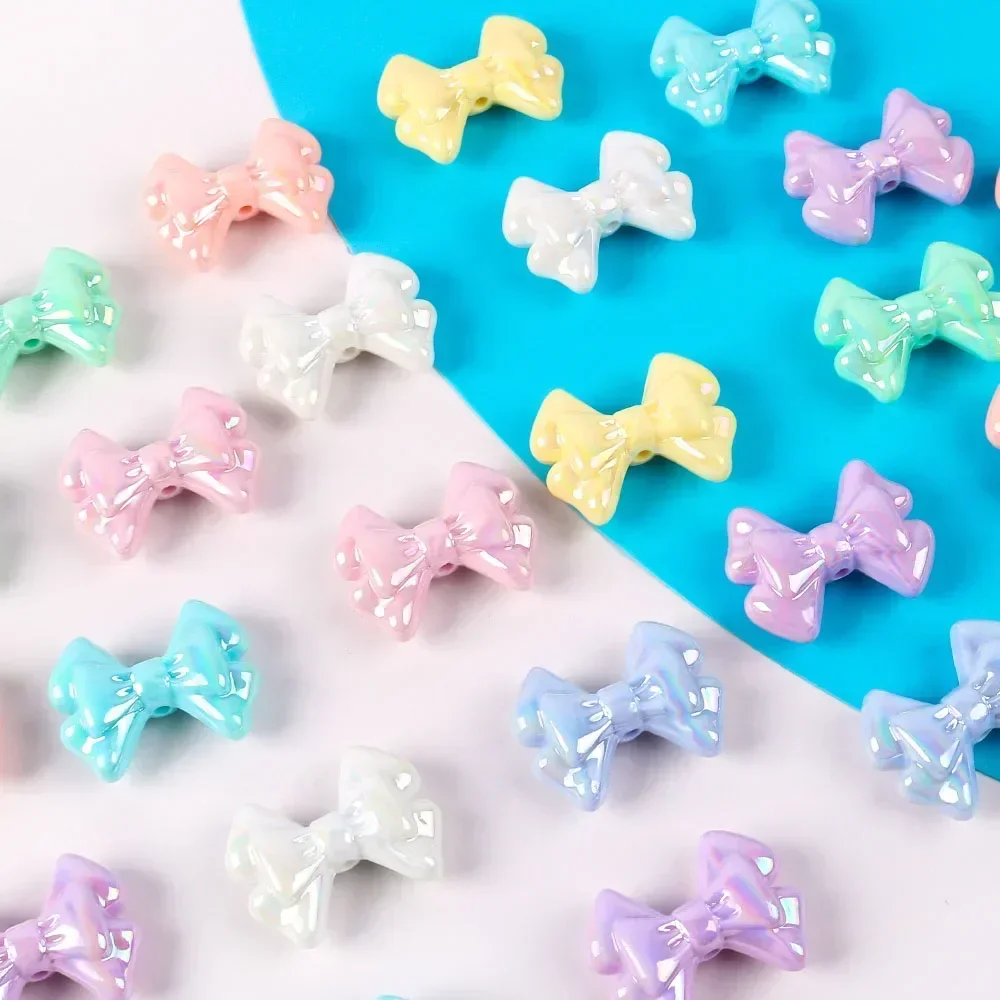 5pcs Candy coloured Bow Loose Spacer Beads AB Colorful For Jewelry Making DIY Handmade Bracelet Necklace Accessories