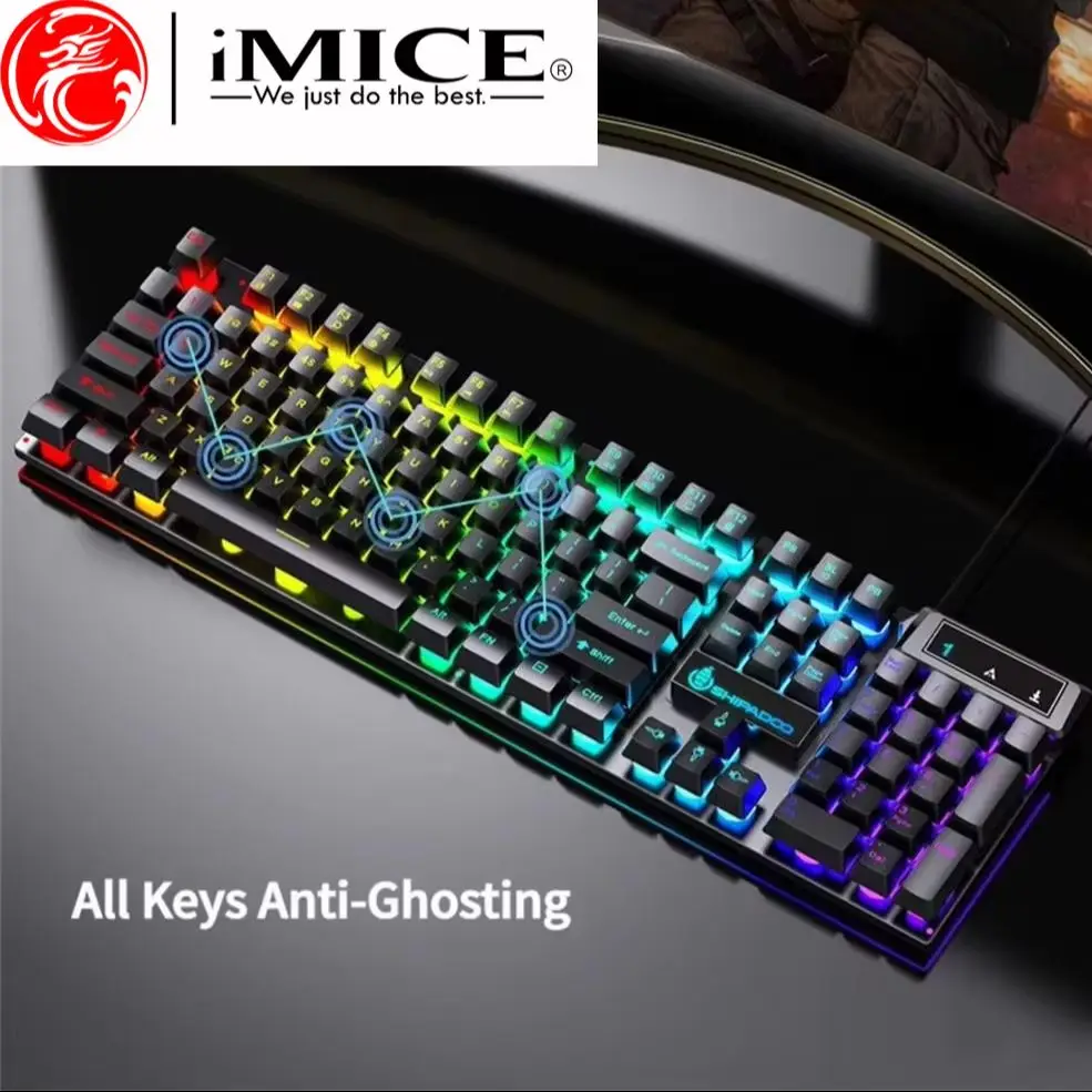 

IMICE Wired USB Mechanical Gaming Keyboard,104Key Waterproof Ergonomics Design RGB Backlit Keyboard For Laptop Computer Office