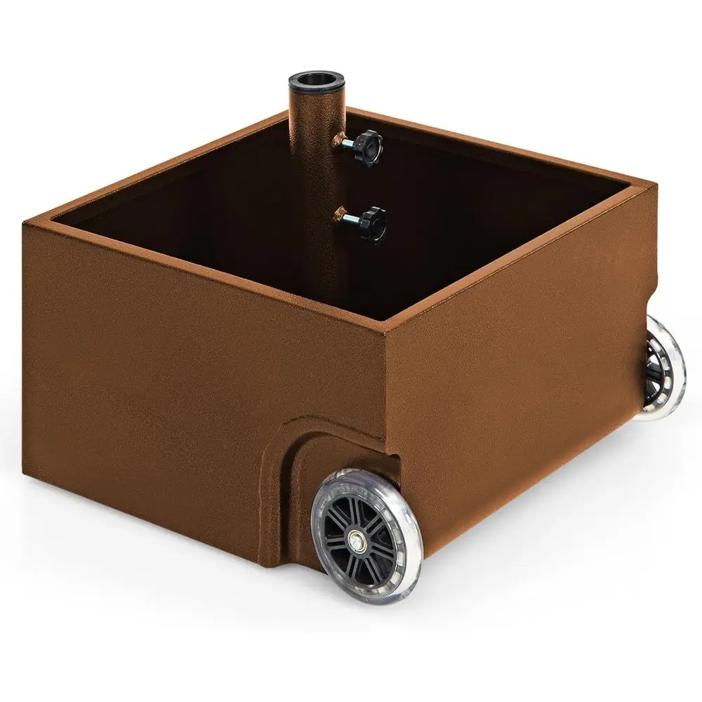 

170 LBS 2-in-1 Patio Umbrella Base, Collapsible Umbrella Stand with 2 Universal Wheels, Garden Lower Box with Drainage Hole, Out