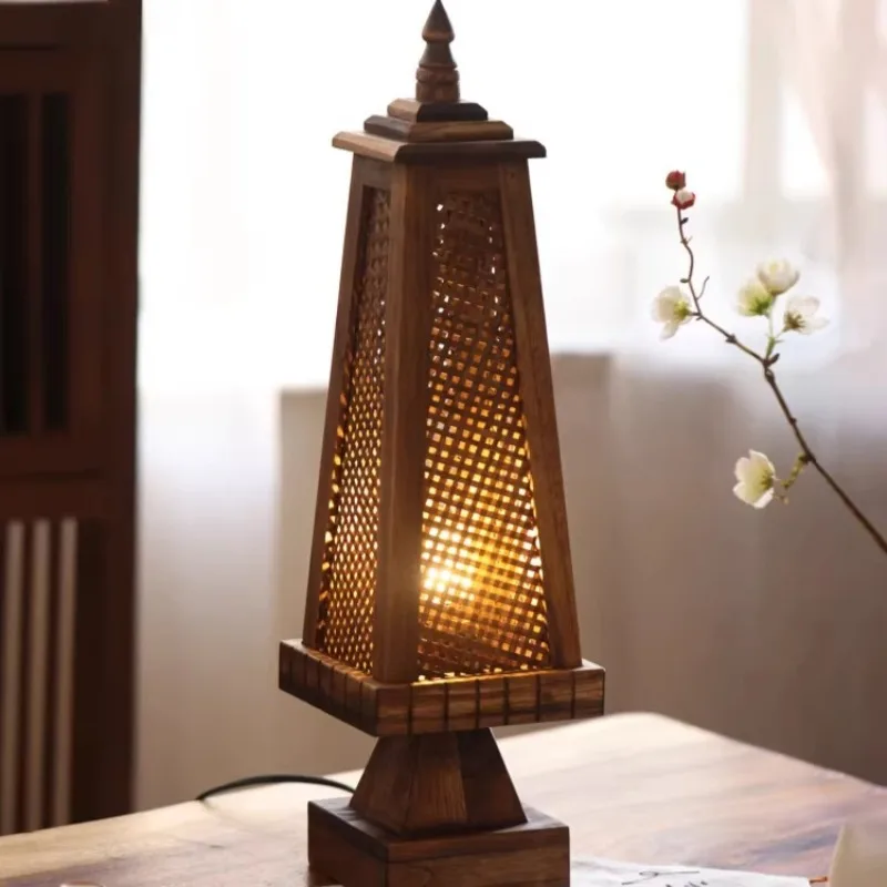 

Напольный светильник Zen Bamboo Woven в стиле пагоды, винтажная лампа с абажуром из натурального ротанга, ручная работа, богемное освещение