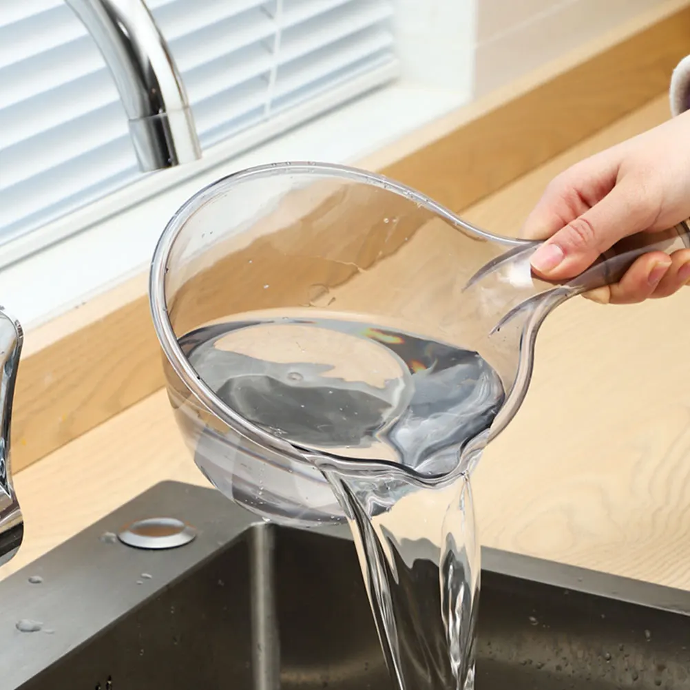 

2pcs Long Handle Plastic Water Ladle Large Size Grey Thick Scoop for Kitchen Bathing Vegetable Washing Restaurant Multipurpose