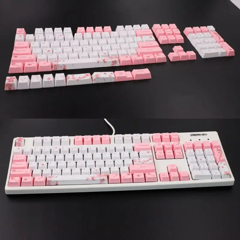 

104+9Keys Set OEM Custom Keycaps PBT Dye Sublimation Keycaps for Gateron Kailh Cherry MX Switches Cherry Blossom