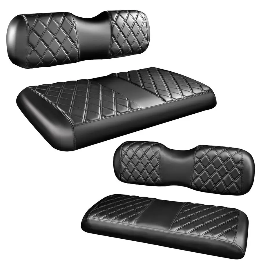 

4PCS Golf Cart Diamond Seat Covers Kit,Front and Rear Seat Covers Fits for EZGO Club Car Yamaha Original Regular Seat Cushion, N
