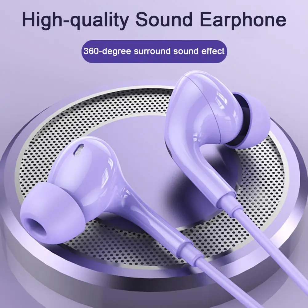 Wired Earphones with Mic Enhanced Sound Quality Noise Reduction 360-degree Surround Sound Long-lasting Comfortable Headphones