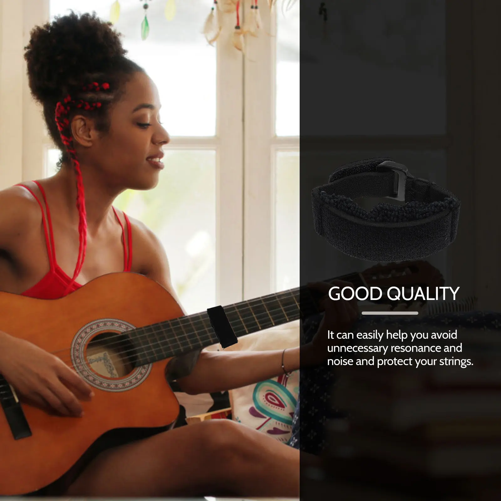 

1Pcs Bass Mute Strap Black Fine Craftsmanship Guitar String Mute Dampener Efficient Resonance Control Musical Instrument Supply