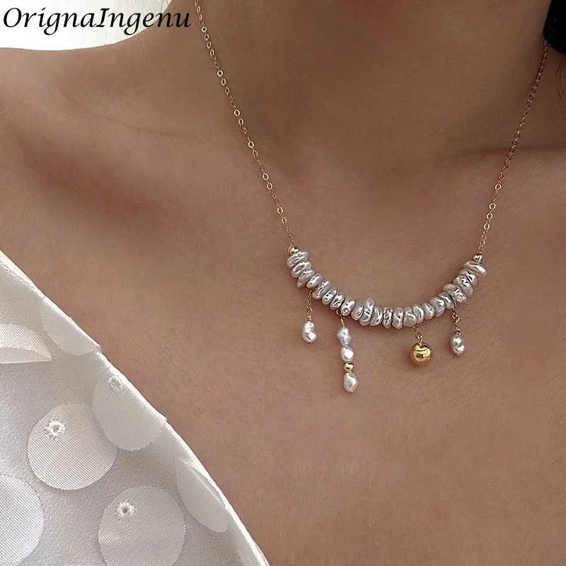 

14K Gold Filled Baroque Pearls Necklace for Women Handmade Dainty Choker Tarnish Resistant Hypoallergenic Women Jewelry
