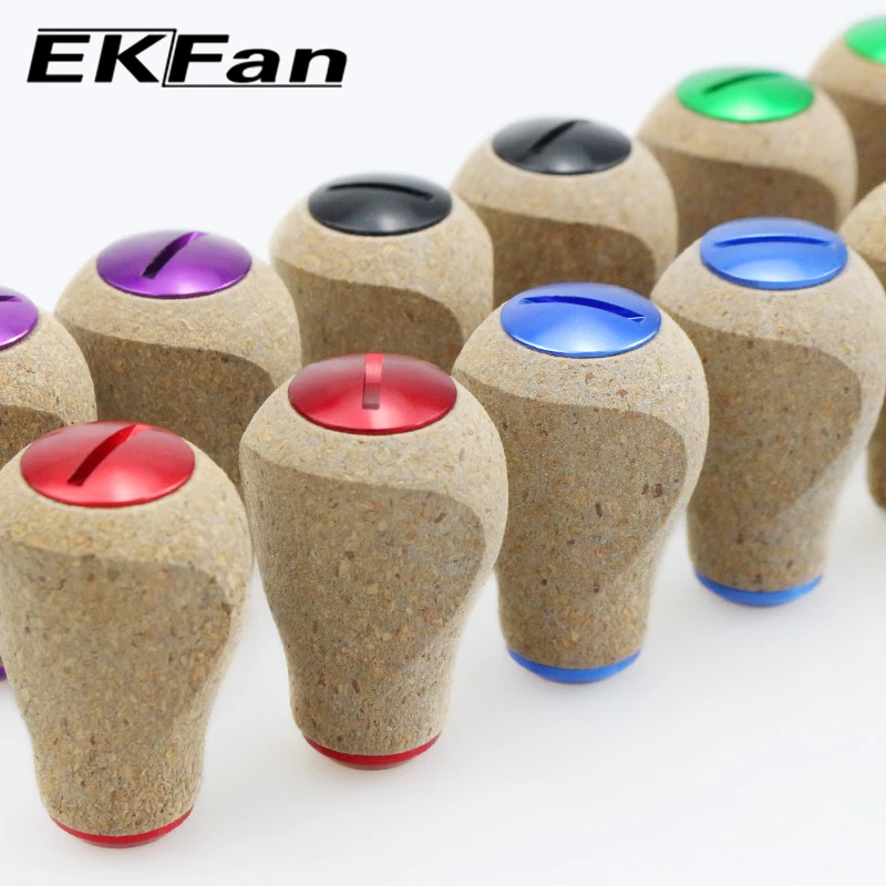 EKfan 2pc flat cork reel knob for S Type A/D Type S shaft Spinning Baitcasting fishing reel Modification knob Fishing gear