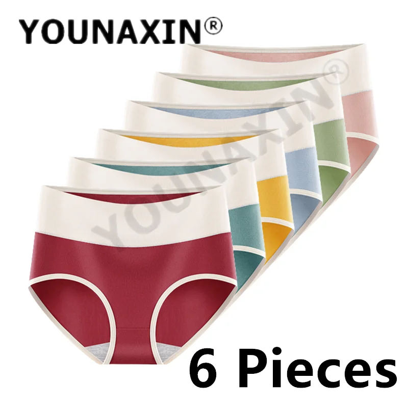 6 Pcs Women Sexy Panties Briefs Hip Lift Lingerie Cotton Breathable Undies Antibacterial Female Middle Waist Underwear L XL 2XL