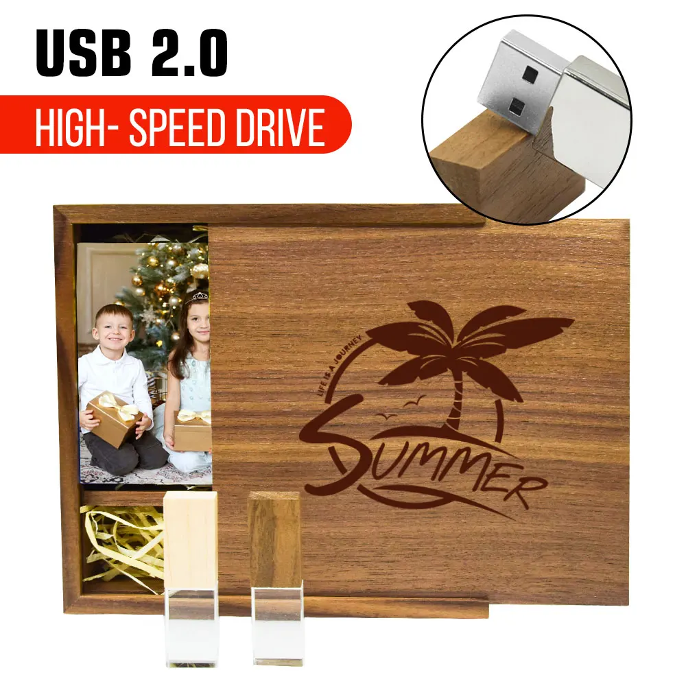 

Новые USB-накопители, 128 ГБ, фотоальбом, деревянная коробка, 64 ГБ, бесплатный индивидуальный логотип, 32 ГБ, фотография, годовщина свадьбы, внешний креатив