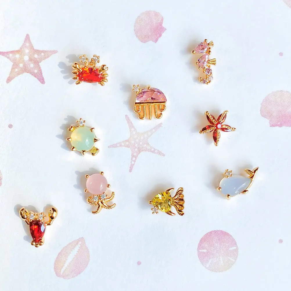 1Pcs Beach Style Clavicle Chain Necklace Delicate Colored Zircon Marine Animal Necklace Fashion Neck Chain Decor Women