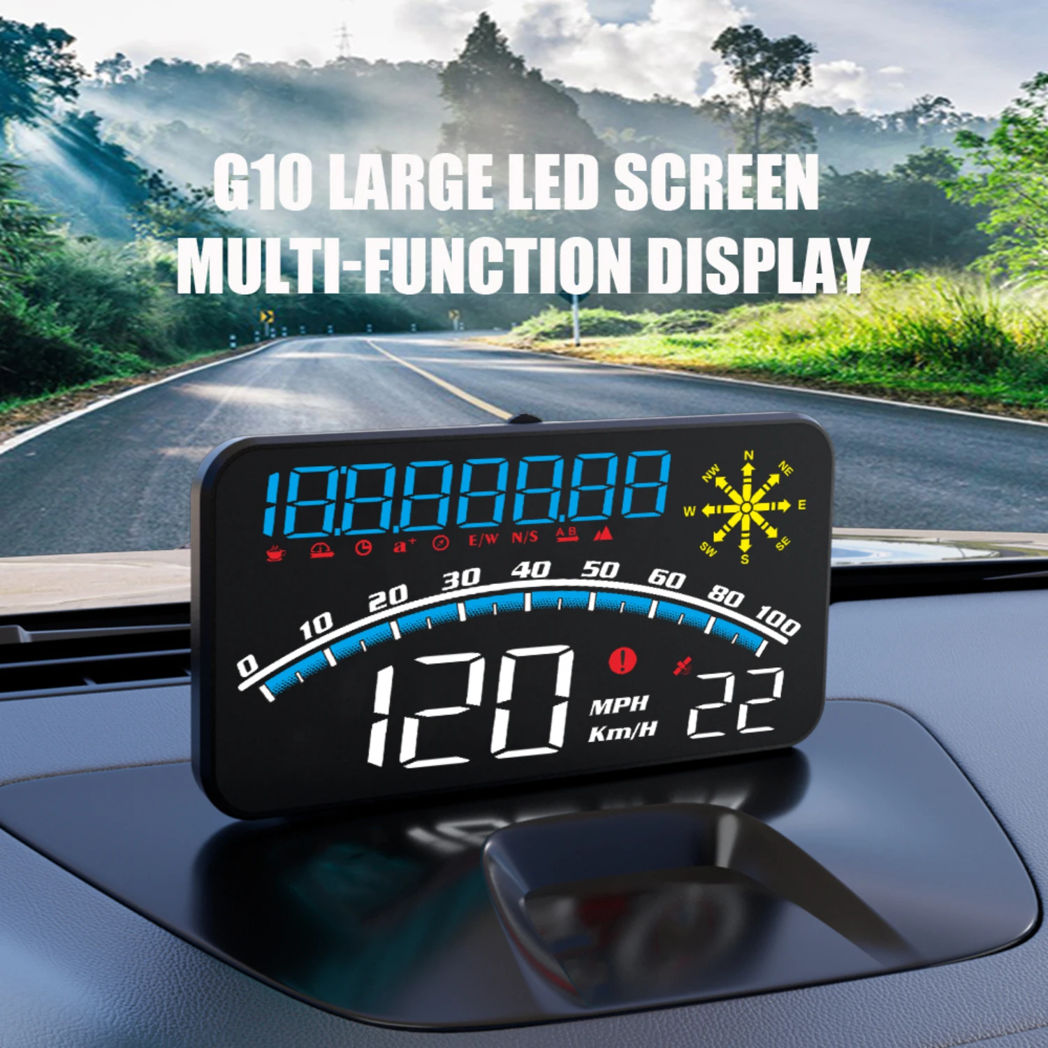 

Advanced and Convenient Smart Digital GPS Speedometer G10 Display - Essential Versatile Auto Accessory Gadget for All Cars - HUD