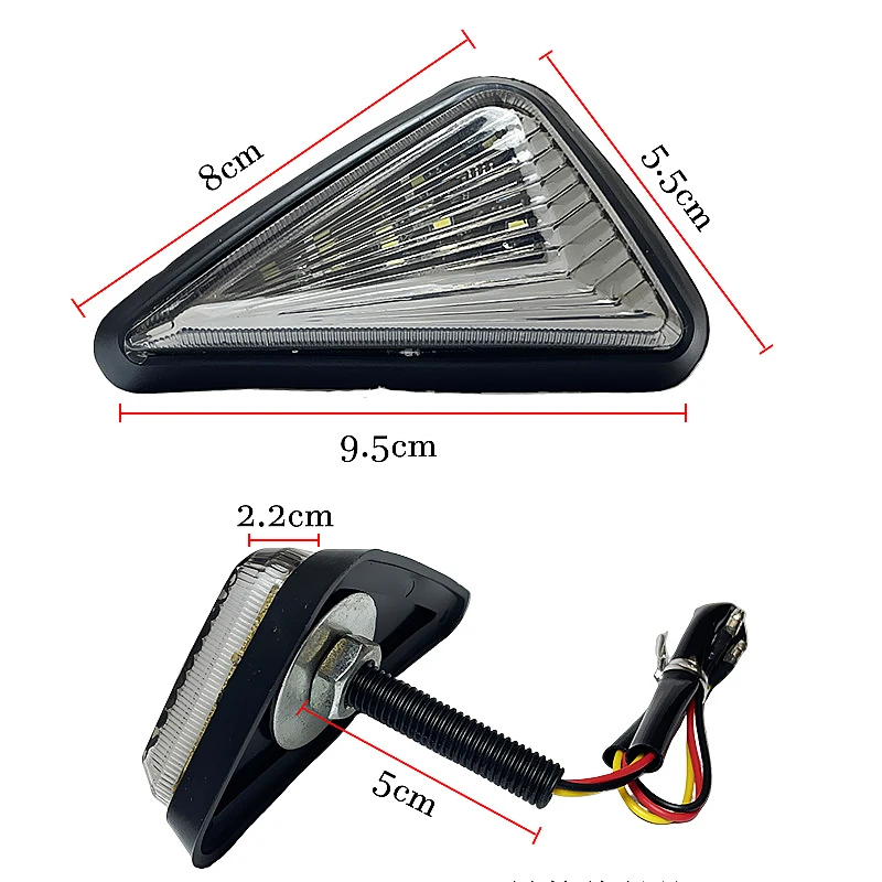 Motorcycle LED Turn Signal Light Flush Mount Blinker 12V 10mm Flowing Water Triangle LED Flashing For Motorcycle Indicator Lamp