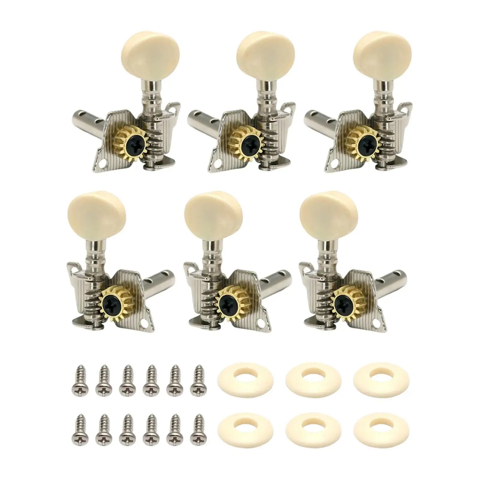 Clavijas de afinación de cuerdas de guitarra clásica, 6 uds., con tornillos, reemplazo decorativo con virolas, cabezales de máquina de guitarra para amantes de los músicos