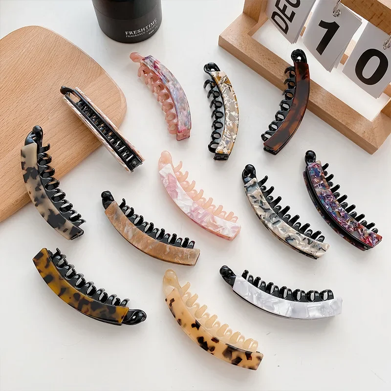 Checkerboard Pattern Banana Clip Women Girls Ponytail Clip Vintage Braide Hair Hairpins  Styling Tools Fashion Hair Accessories