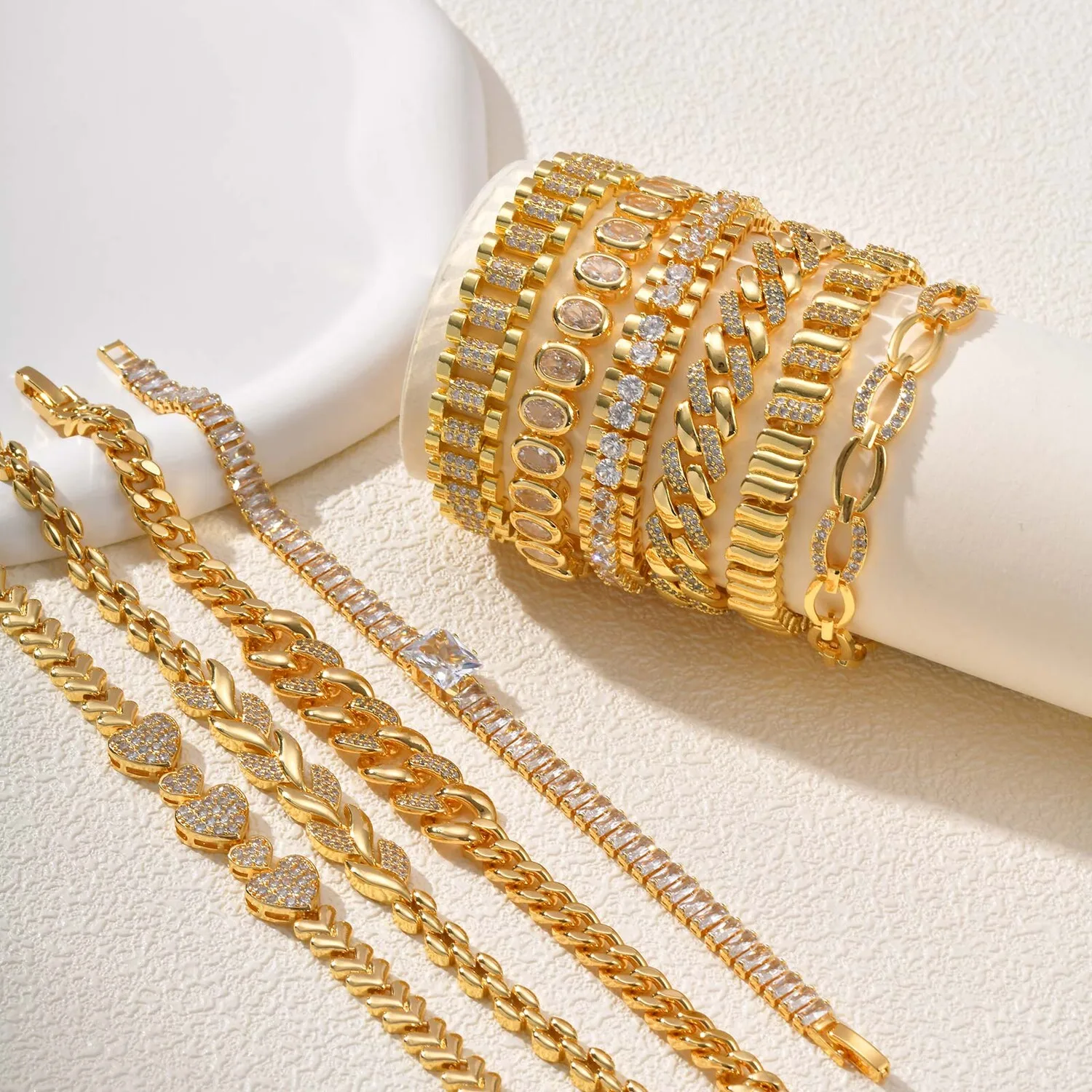 Verdrehtes Kabel-Gliederketten-Armband für Damen, klobiges Rolo-Armband aus Edelstahl, dicker Armband-Schmuck