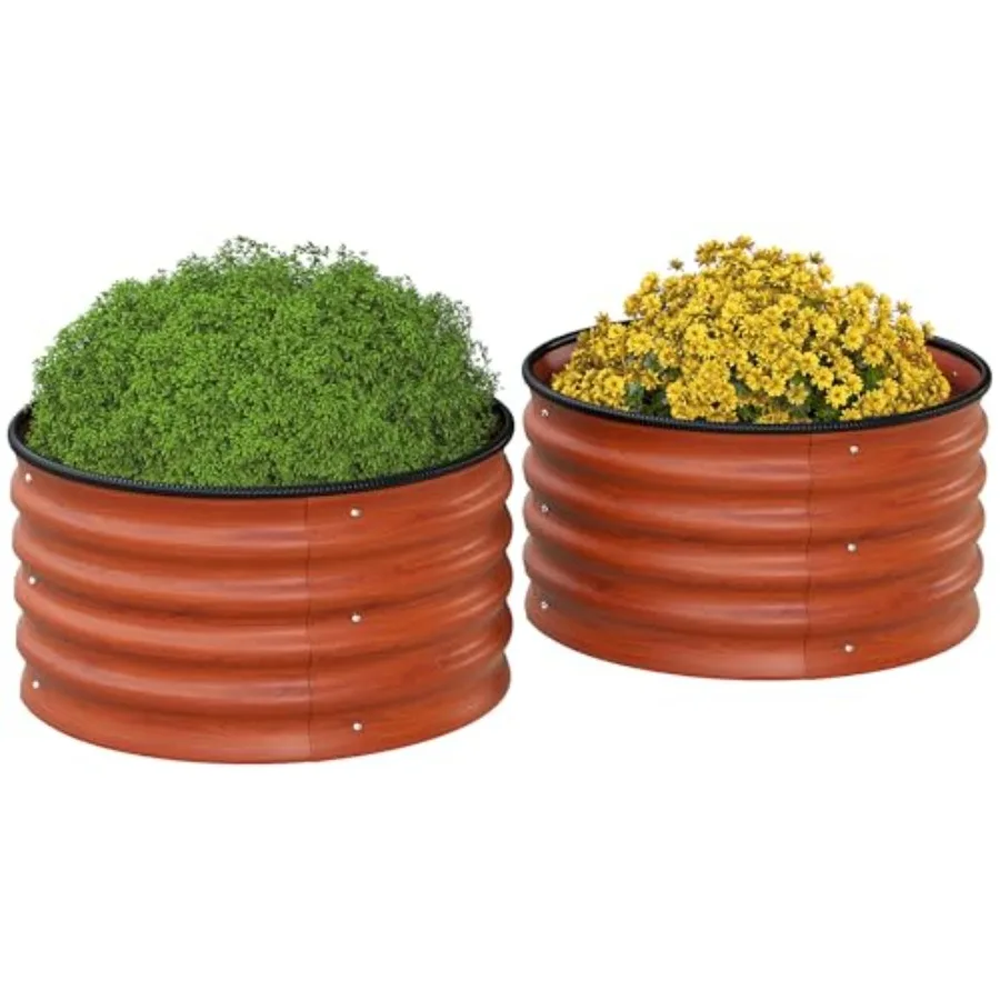 

Оцинкованные приподнятые грядки (комплект из 2-х кашпо) для уличных растений с защитным бортиком, легко собираемые контейнеры для выращивания растений