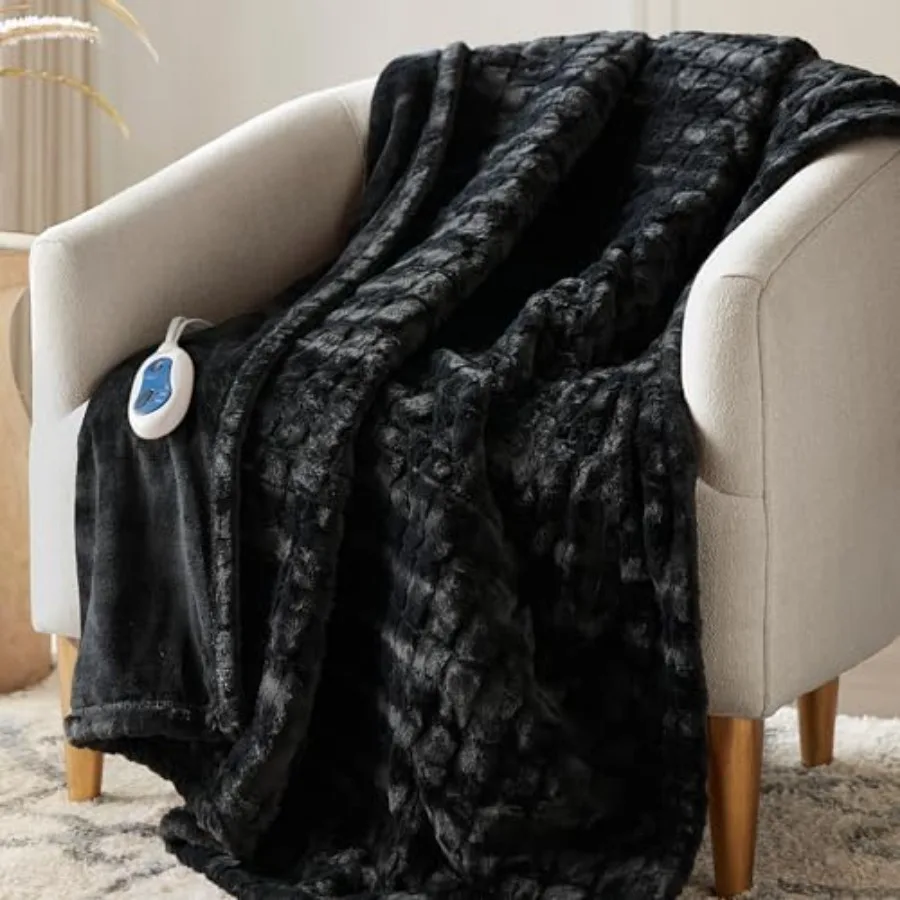 

Электрическое одеяло-плед с подогревом, мягкое, теплое, двустороннее, из искусственного меха (под норку), увеличенного размера, 3 режима нагрева, 2 часа работы от аккумулятора