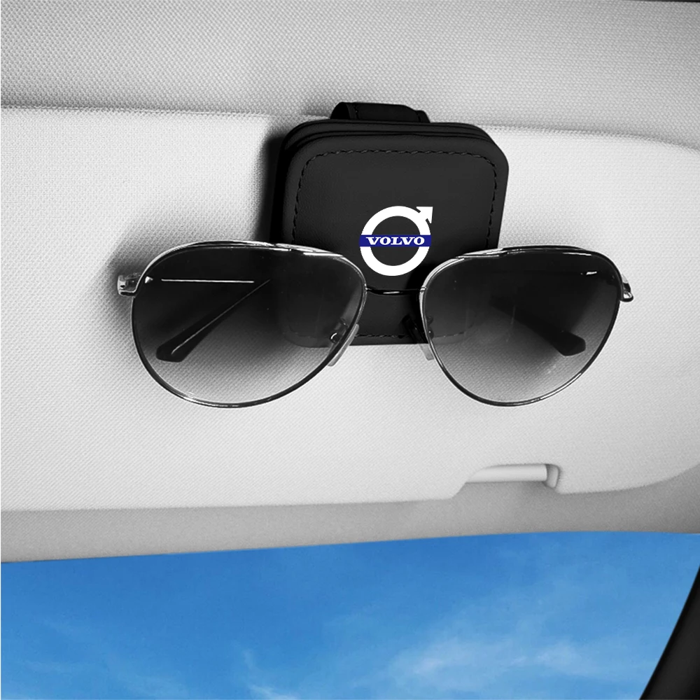 PU Car Glasses Holder Sun Visor Strong Magnet Card Ticket Clip For Volvo RDESIGN XC90 XC60 C30 T6 S60 C70 V40 V70 V60 S80 S40