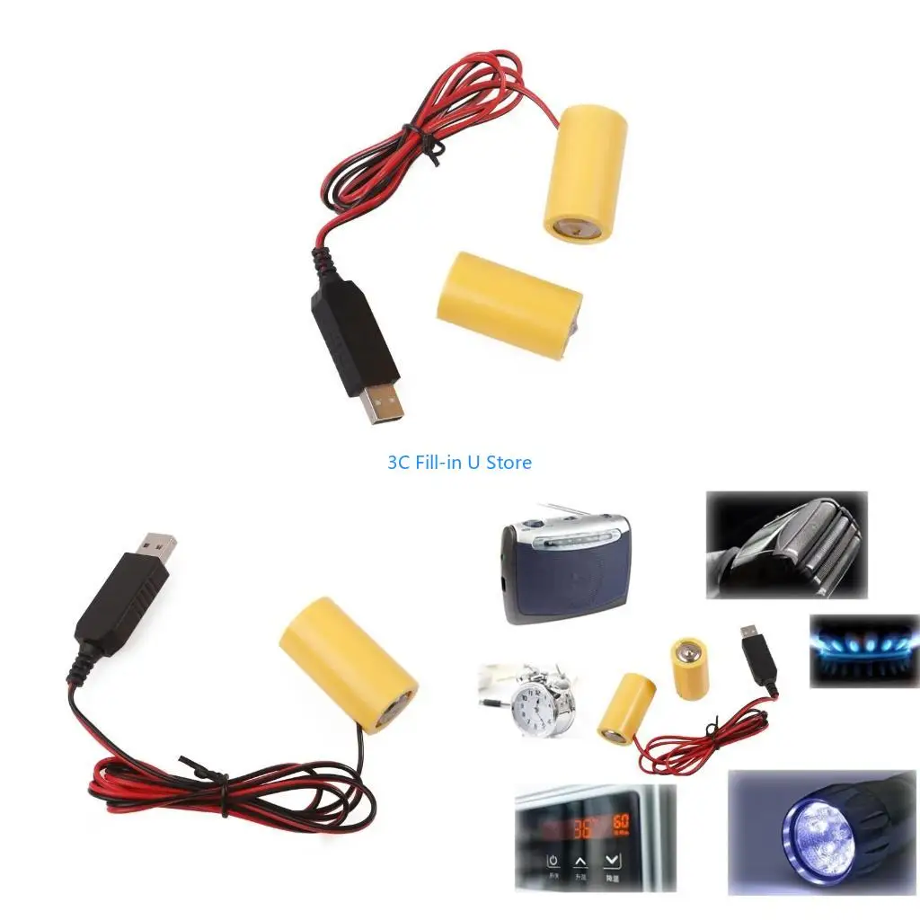 G8TA 3V LR14 C Dummy Battery C Battery Eliminators Cable Replace 2Pc 1.5V C Battery