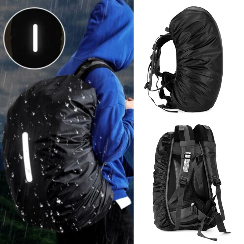 Reflective Waterproof Backpack Rain Cover Outdoor Night Cycling Safety Light Raincover Bag Hiking Mountaineering Backpack Cover