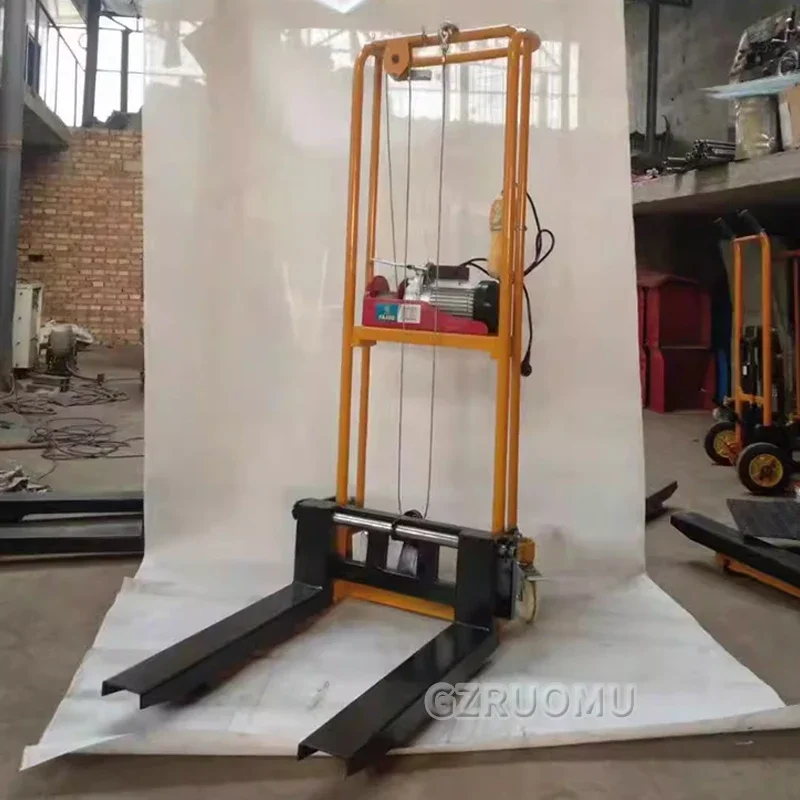 400KG Electric Forklift Small Stacker Manual Handling Miniature Electric Lift Car Light Household Loading and Unloading Truck