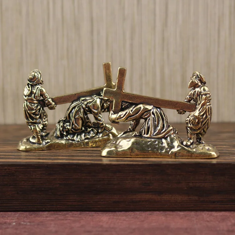 Cross Slave Figure Home Decor Crafts Western Ornament Brass Ornament Crafts