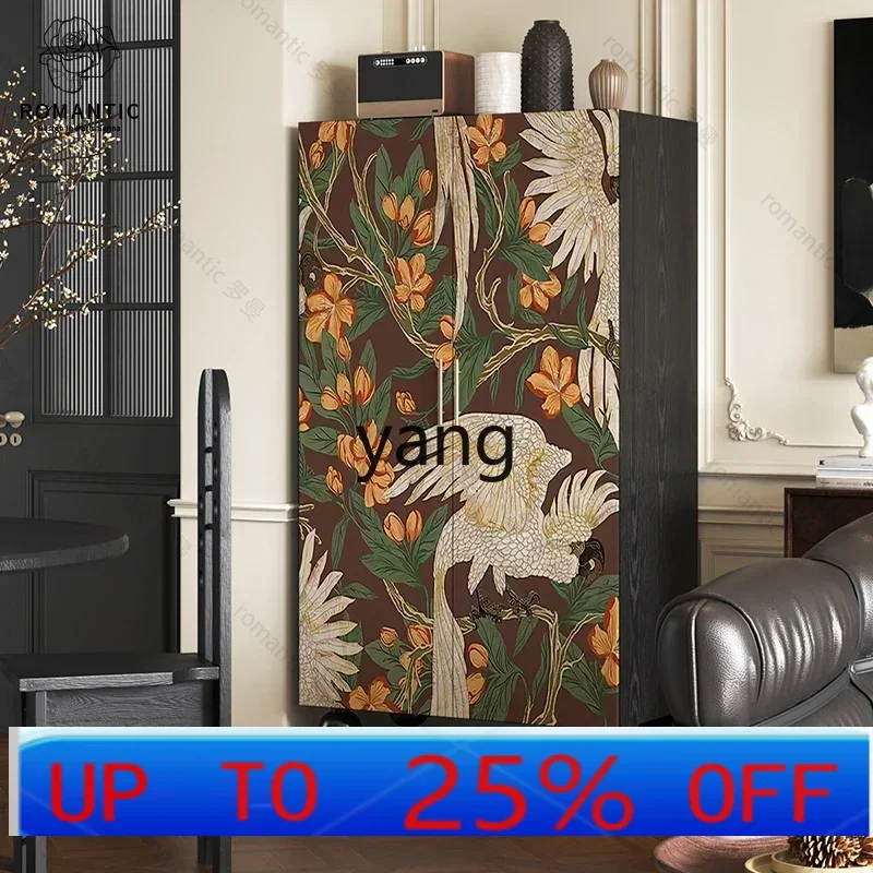 

LH retro home bedroom wardrobe integrated against the wall free installation solid wood locker