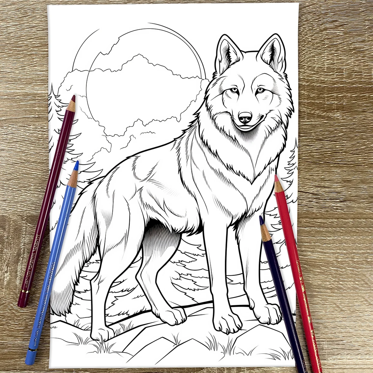 1PC Wolf Coloring Book Animal Drawings for Kids Teens Adults Creative Inspirational Stress Relief Relaxation 20 Pages