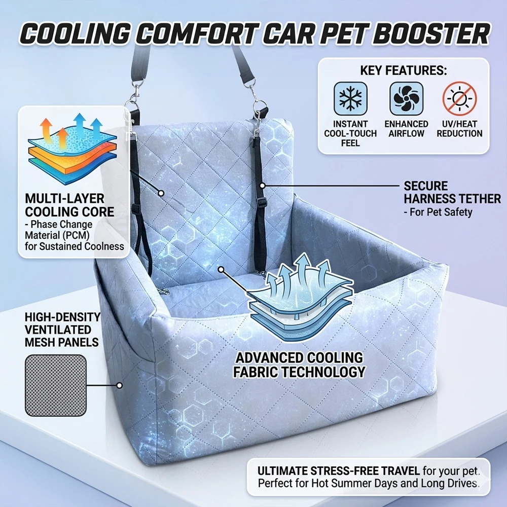 Transportín refrigerado para perros y gatos – Cama de viaje antiarañazos - imagen 5