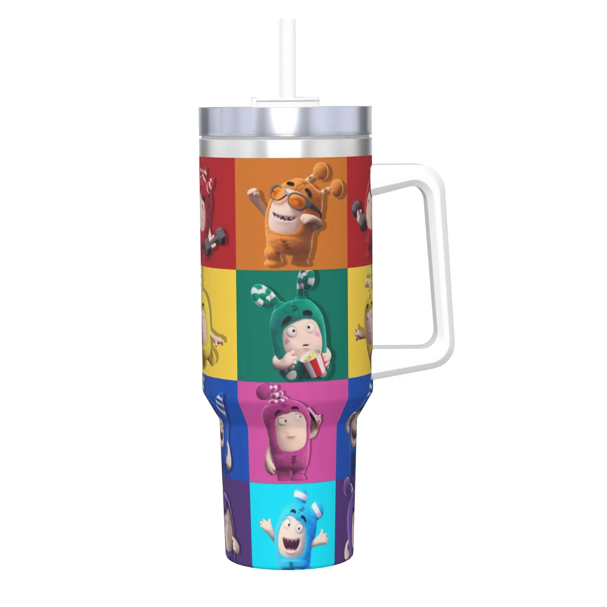 O-Oddbods Tumbler 40oz Stainless Steel Double Wall Vacuum Insulated  Travel Mug With Straw
