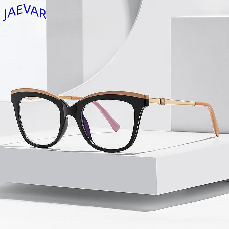 

Retro TR90 Two Color Women's Eyeframe Fashion Double Color Large Frame Anti Blue Light Optical Prescription Frame Women 2065