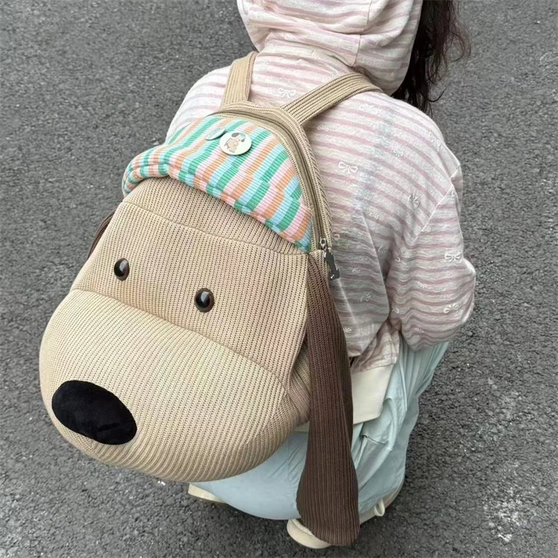 

2025 New Cute Big Ears Dog Backpack Large Capacity Travel Bag Student Schoolbag Cartoon Kawaii Laptop Book Pack Birthday Gift