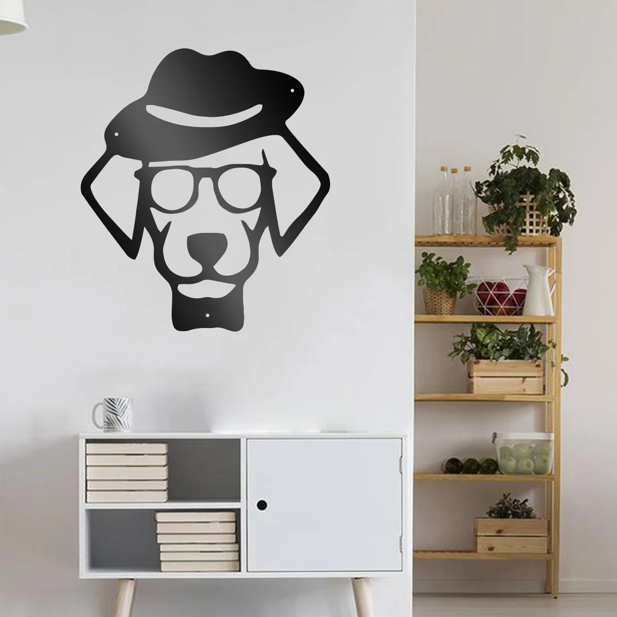 壁の装飾のための金属製のぶら下げられた壁の芸術,黒い文字のシルエット,ペット,犬,カフェ,キッチン,ダイニングルーム,バー,パブ,クラブ,ポスター