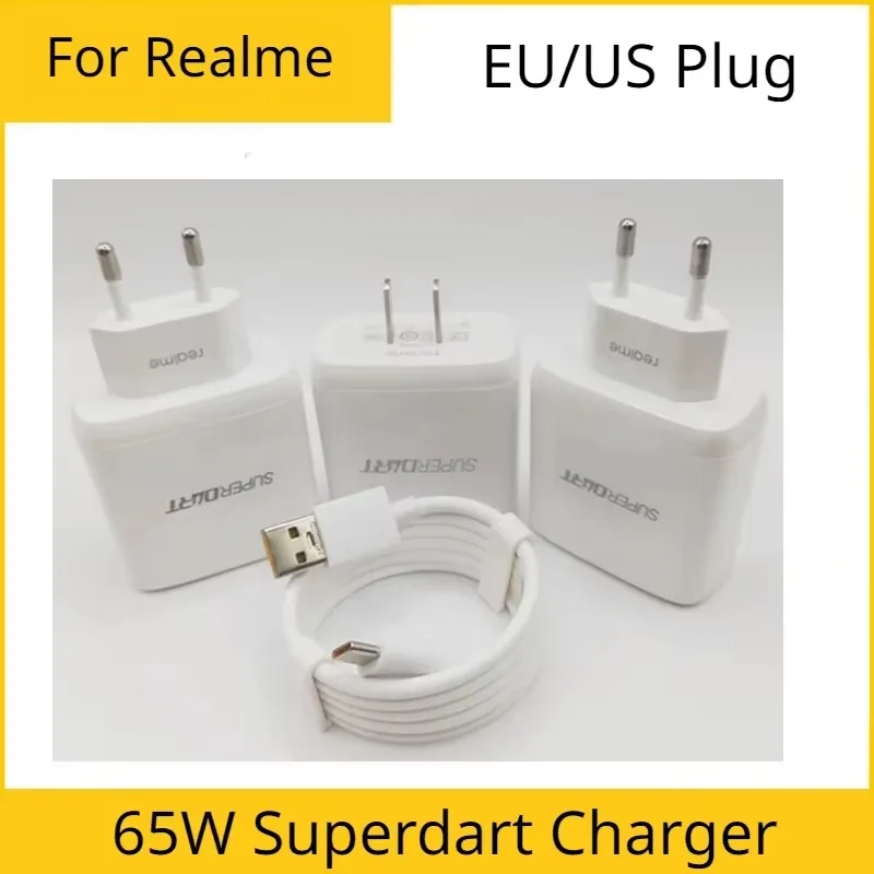 

For Realme 65W Superdart Charger For Realme GT Neo 3 2 Q3 Pro Wall Charger 6A Type-C Fast Charging Cable Neo 2T Pro Q3 Pro Q2