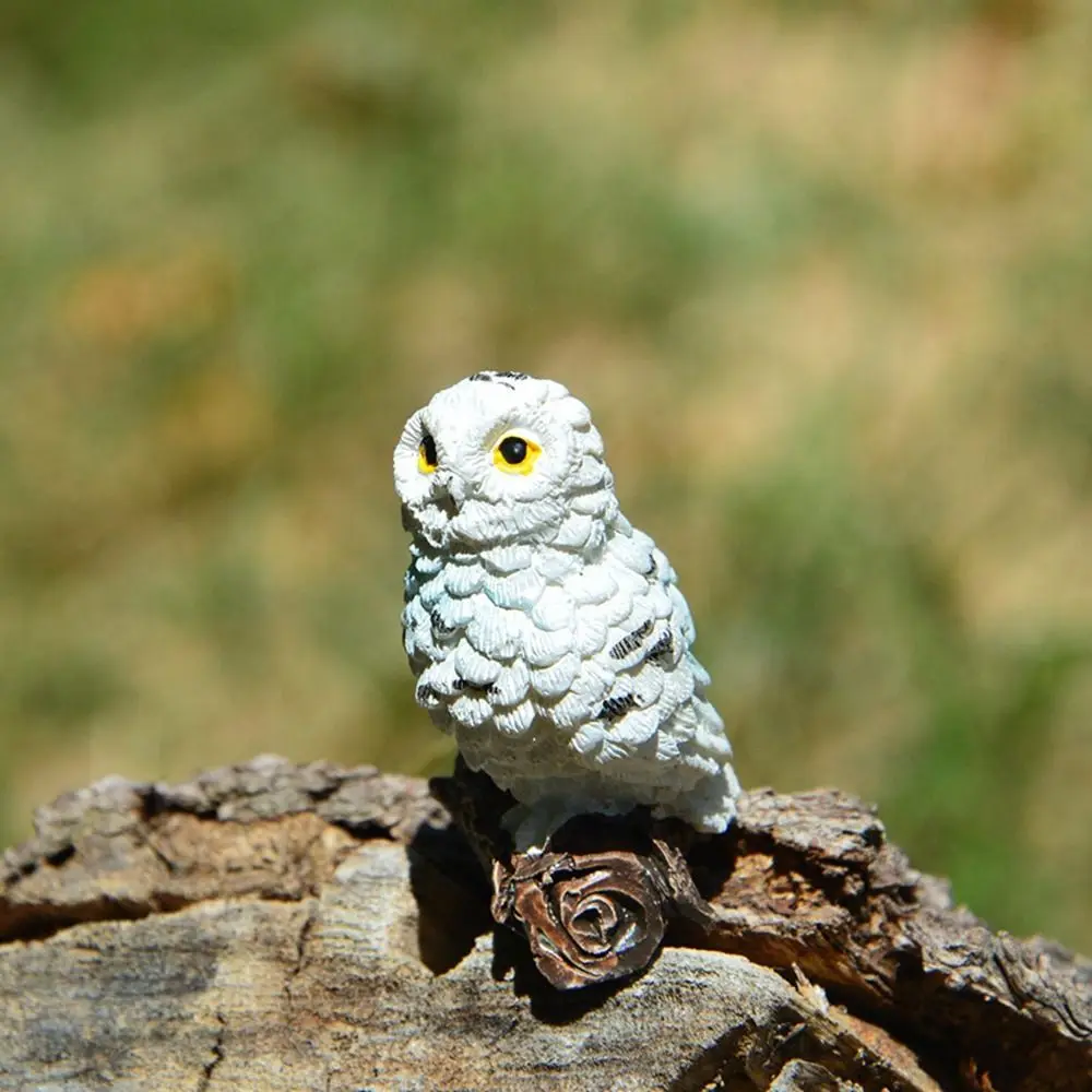 Mini Owl Owl Figurine Weatherproof Resin Miniatures Figurine Simulation Car Ornaments Imaginative Play