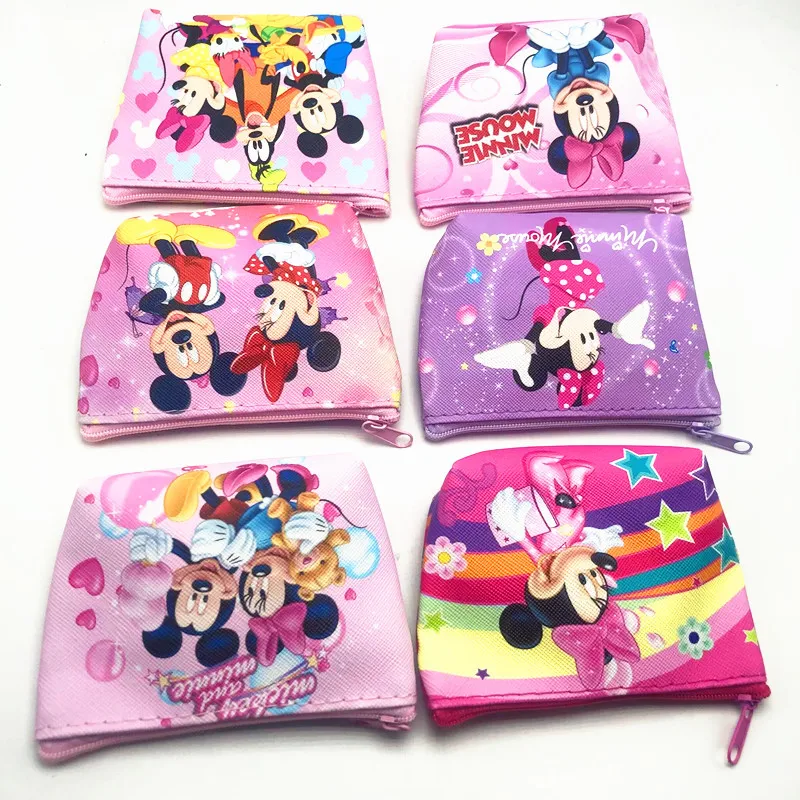 Dompet koin Disney Mickey Mouse untuk wanita, dompet koin kartun Minnie Mouse Portabel, tempat kartu ID, tas penyimpanan kunci Kawaii, hadiah