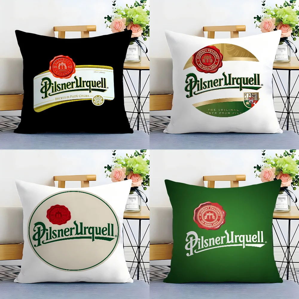 P-Pilsner-U-UrquellS beer brand logo Pillow Case Plush Fabric Soft  Pillowcase Double Sided Print Cushion Cover Household Gifts