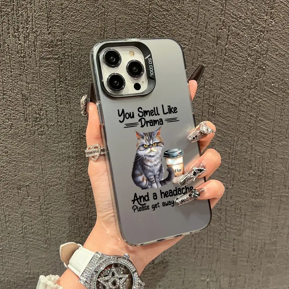 

Cat drinking coffee phone case is suitable for iPhone 16 17 15 14 13 12 11 Pro/ Max/Plus anti-fall and shockproof rear cover