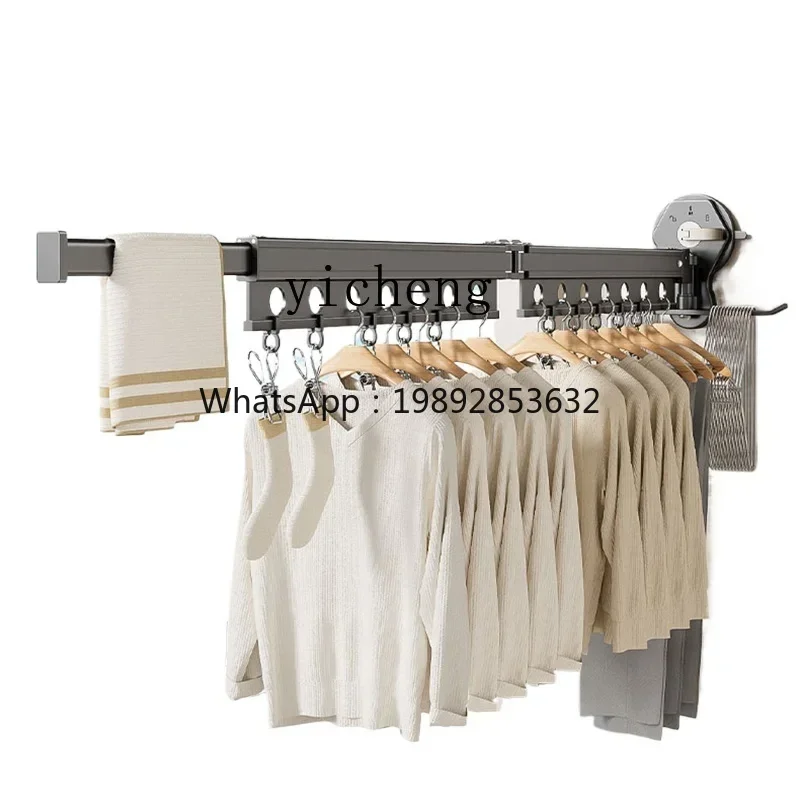 

B1 strong suction cup folding non-punching telescopic clothes drying rod wall-mounted clothes drying quilt artifact