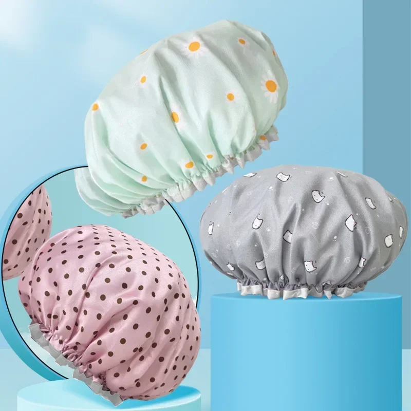 Waterproof Shower Cap Women's Printed Hair Cap Cartoon Cute Shower Mask Shower Cap