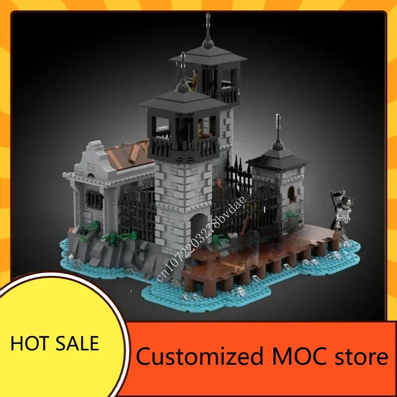 

2523 шт. индивидуальные головоломки MOC Pirate Prison Isle, уличный вид, праздничные креативные наборы игрушек на день рождения, Рождественский подарок для детей в возрасте