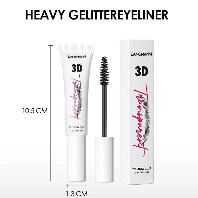 3D Eyebrow Glue Waterproof Eyebrow Style Gel, PROFESSIONAL MAKEUP The Brow Glue, Extreme Hold Eyebrow Gel, Brow Fixer - Clear