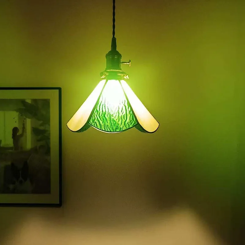 Brass Colored Glass Pendant Light, Nordic Retro Decorative Lighting Fixture for Hallway Bedroom Study Living Room Dining Room