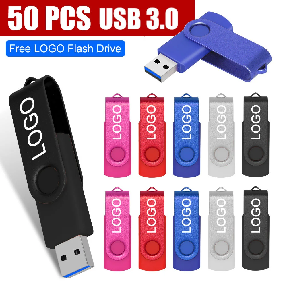 

50pcs lot High Speed Fashion Rotatable USB 3.0 Flash Drives 64GB 32GB Pen Drive Black Waterproof Business gift Pendrive U disk