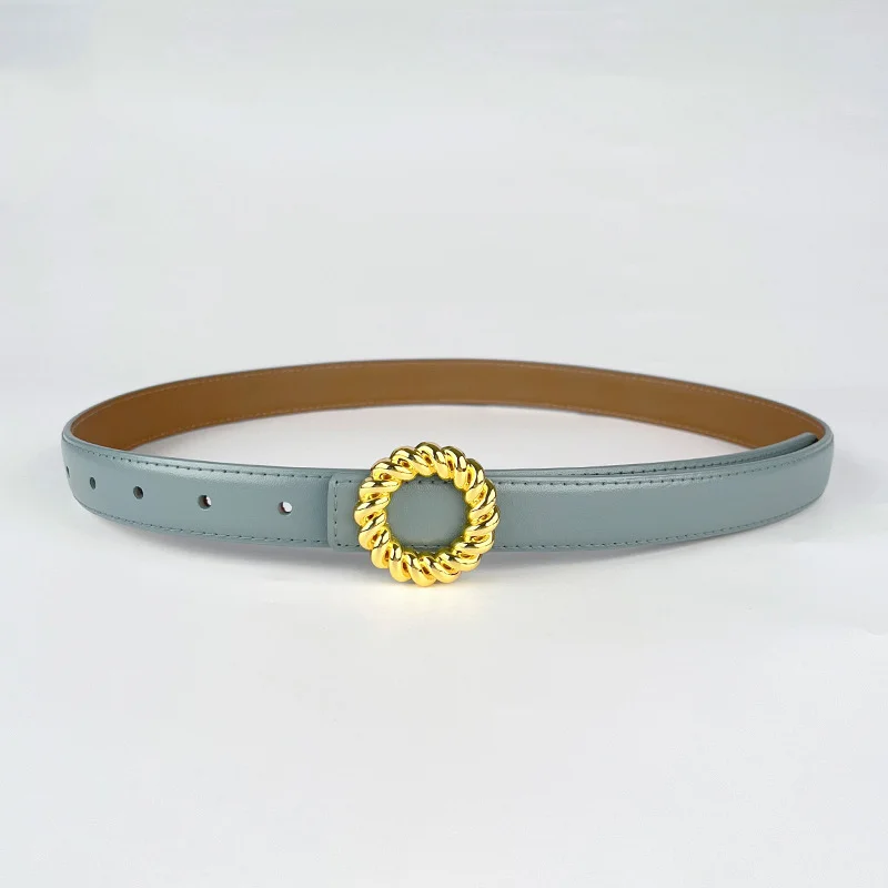 Cintura sottile in vera pelle da donna di nuovo stile, stile designer di marca di lusso, può essere abbinata a cintura di jeans formale da donna 2.3cmlarghezza