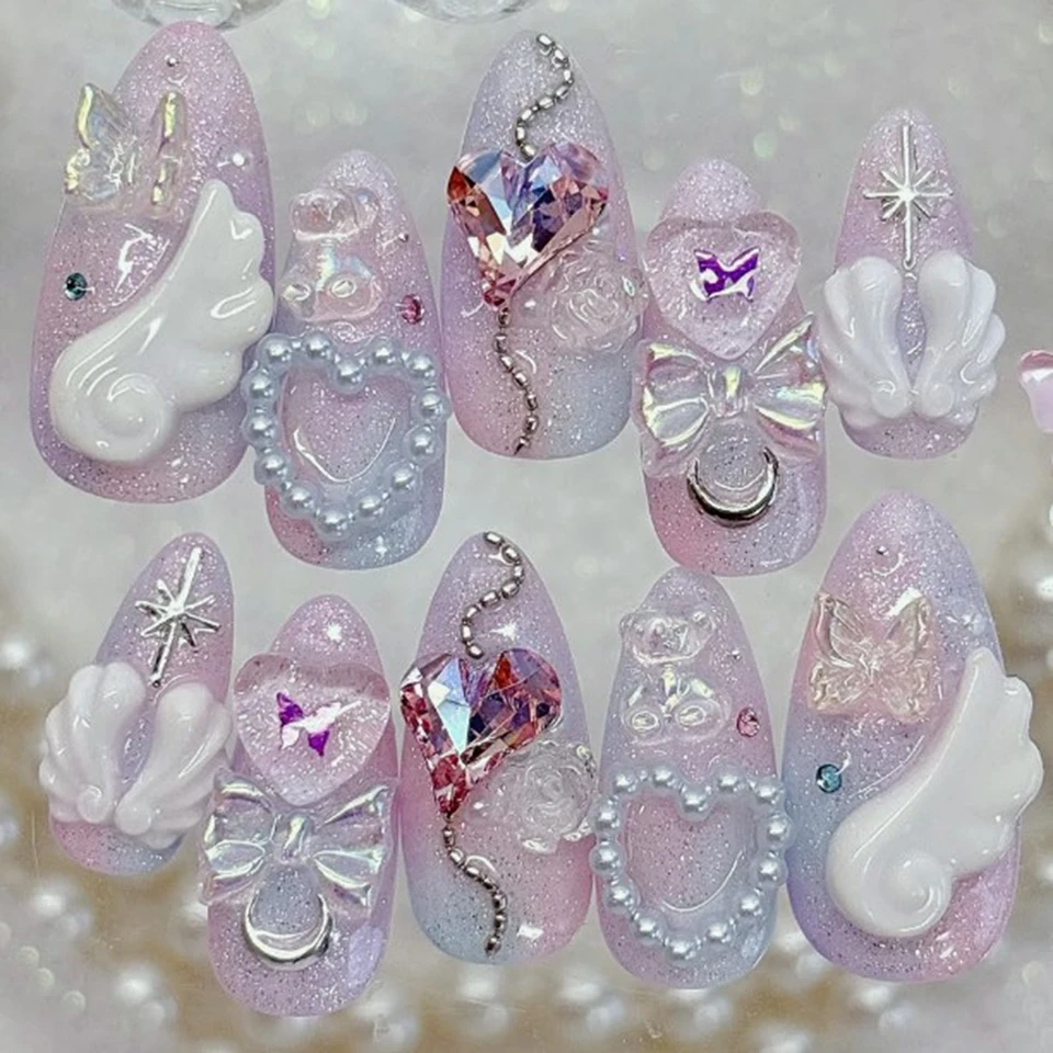 Molde de Silicona para Nail Art Alas de Ángel 3D Diseño de Alas de Ángel Moldes Reutilizables Plantilla de Manicura Transparente DIY Encantos Gel Alas Boda 5