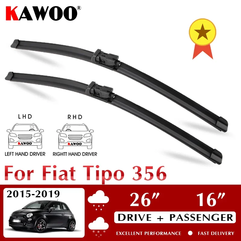 

KAWOO Wiper Front Car Wiper Blade For Fiat Tipo 356 2015-2019 Windshield Windscreen Front Window Accessories 26"+16" LHD RHD