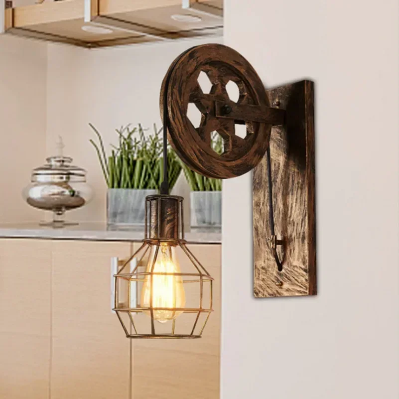 Retro Novelty Lamp Lifting Loft Wall Lamp Lights Vintage LED Industrial Indoor Home Lighting Sconce Fixtures for Living Room