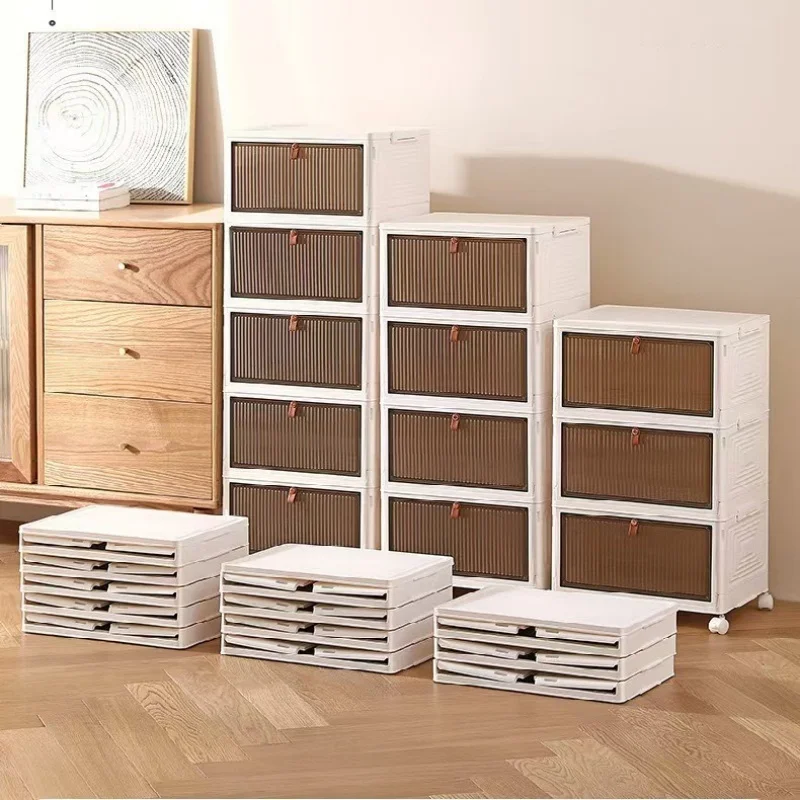 

1Pc/Thickened Shoe Box, Transparent, Foldable, No Installation Required, Dustproof Shoe Cabinet, Dormitory Shoe Rack with Wheels