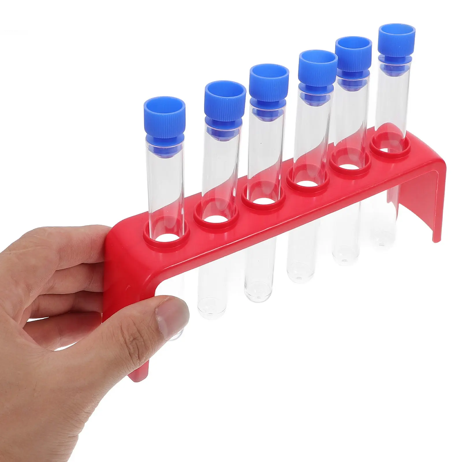 6Pcs Science Experiment Set Plastic Test Tubes Holder Rack Caps Clear Laboratory Containers Kindergarten Stem Educational Kit view 4